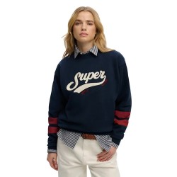 блуза,дамски,блузи,superdry,varsity,script,loose,crew,sweatshirt,blue,(richest,navy)