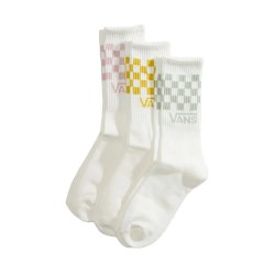 Чорапи Vans Classic Check Crew socks - White (Dusty Gold) чорапи,мъжки,чорапи,дамски,чорапи,vans,classic,check,crew,socks,white,(dusty,gold)
