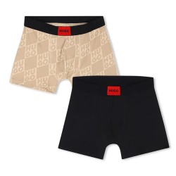Боксерки HUGO G01170 boxers 2 units - Beige / Black (Black) боксерки,детско,бельо,hugo,g01170,boxers,2,units,beige,black,(black)
