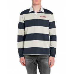 Replay M3468 .000.52894 long sleeve polo - Blue (Navy / Ecru) дамски,блузи,с,яка,мъжки,блузи,с,яка,replay,m3468,.000.52894,long,sleeve,polo,blue,(navy,ecru)