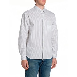Риза с дълъг ръкав Replay M4144 .000.52878 long sleeve shirt - White (Light Blue) риза,с,дълъг,ръкав,дамски,ризи,мъжки,ризи,replay,m4144,.000.52878,long,sleeve,shirt,white,(light,blue)
