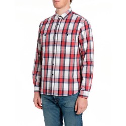 Риза с дълъг ръкав Replay M4150 .000.52860 long sleeve shirt - Red (Red / Navy / Natural White) риза,с,дълъг,ръкав,дамски,ризи,мъжки,ризи,replay,m4150,.000.52860,long,sleeve,shirt,red,(red,navy,natural,white)