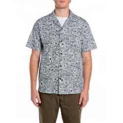 Риза с къс ръкав Replay M4157 .000.75102 short sleeve shirt - Grey (White / Blue) риза,с,къс,ръкав,дамски,ризи,мъжки,ризи,replay,m4157,.000.75102,short,sleeve,shirt,grey,(white,blue)