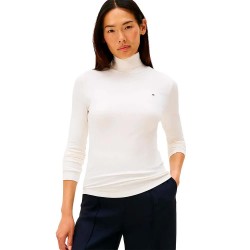 тениска,мъжки,тениски,дамски,тениски,tommy,hilfiger,5x2,slim,long,sleeve,high,neck,t,shirt,white,(ivory,silk)
