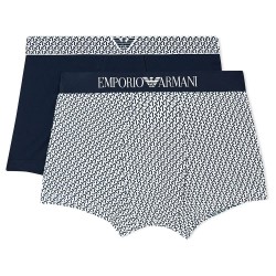 Боксерки Emporio armani EM001014_AF18885 Trunk boxers 2 units - White / Blue (Ba.Blu Geomet / Ar.Blu) боксерки,мъжко,бельо,emporio,armani,em001014,af18885,trunk,boxers,2,units,white,blue,(ba.blu,geomet,ar.blu)