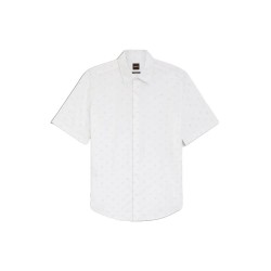 Риза с къс ръкав BOSS Rash 10277645 short sleeve shirt - White (White) риза,с,къс,ръкав,дамски,ризи,мъжки,ризи,boss,rash,10277645,short,sleeve,shirt,white,(white)