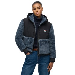 Блуза Superdry Super Soft Hybrid full zip sweatshirt - Blue (Ebony) блуза,дамски,блузи,superdry,super,soft,hybrid,full,zip,sweatshirt,blue,(ebony)
