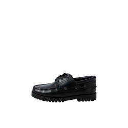 Обувки Jack & jones Brooklyn Leather boat shoes - Black (Black / Mono) обувки,мъжки,обувки,дамски,обувки,jack,&,jones,brooklyn,leather,boat,shoes,black,(black,mono)