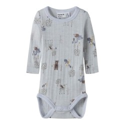 Name it Wang Wool Needle Long Sleeve Body - Grey (Arctic Ice / Forest Animals) детски,облекла,за,момчета,name,it,wang,wool,needle,long,sleeve,body,grey,(arctic,ice,forest,animals)