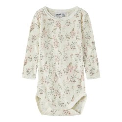 Name it Wang Wool Needle Long Sleeve Body - White (Snow White / Flowers / Leafs) детски,облекла,за,момичета,name,it,wang,wool,needle,long,sleeve,body,white,(snow,white,flowers,leafs)
