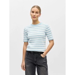 Тениска Object Ester short sleeve T-shirt - Blue (Winter Sky / Cloud Dancer) тениска,мъжки,тениски,дамски,тениски,object,ester,short,sleeve,t,shirt,blue,(winter,sky,cloud,dancer)