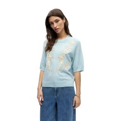 блуза,дамски,блузи,object,laney,rubin,sweatshirt,blue,(winter,sky,melange,sandshell,floral,emb)