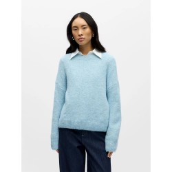 Блуза Object Saggia Lo sweater - Blue (Winter Sky / Melange) блуза,дамски,пуловери,дамски,плетени,дрехи,object,saggia,lo,sweater,blue,(winter,sky,melange)