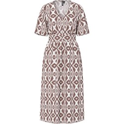 Рокля Pieces Tala Midi short sleeve dress - Brown (Cloud Dancer / Trible Coffee Quartz) рокля,дамски,поли,и,рокли,pieces,tala,midi,short,sleeve,dress,brown,(cloud,dancer,trible,coffee,quartz)