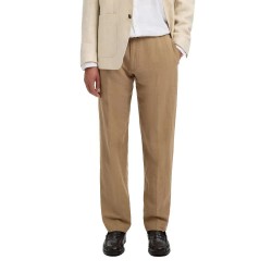 панталони,мъжки,панталони,дамски,панталони,selected,196,leroy,linen,straight,fit,pants,brown,(caribou)