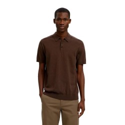 дамски,блузи,с,яка,мъжки,блузи,с,яка,selected,berg,short,sleeve,polo,brown,(delicioso,melange)