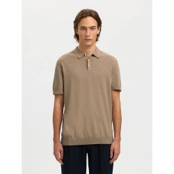 мъжки,блузи,с,яка,selected,berg,short,sleeve,polo,brown,(savannah,tan,melange)