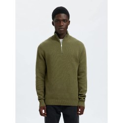 блуза,мъжки,пуловери,selected,dane,half,zip,sweater,green,(deep,lichen,green)