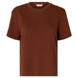 Тениска Selected Essential Boxy short sleeve T-shirt - Brown (Cherry Mahogany) тениска,мъжки,тениски,дамски,тениски,selected,essential,boxy,short,sleeve,t,shirt,brown,(cherry,mahogany)