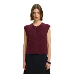 Елек Selected Lulu knitted vest - Red (Tawny Port / Melange) елек,мъжки,пуловери,дамски,пуловери,selected,lulu,knitted,vest,red,(tawny,port,melange)