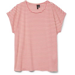 тениска,мъжки,тениски,дамски,тениски,vero,moda,ava,plain,stripe,short,sleeve,t,shirt,orange,(coral,paradise,pristine)