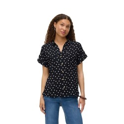 Риза с къс ръкав Vero moda Bumpy short sleeve shirt - Black (Black / Carla Dot Snow White) риза,с,къс,ръкав,дамски,ризи,мъжки,ризи,vero,moda,bumpy,short,sleeve,shirt,black,(black,carla,dot,snow,white)