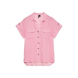 Риза с къс ръкав Vero moda Bumpy short sleeve shirt - Pink (Snow White / Pink Cosmos) риза,с,къс,ръкав,дамски,ризи,мъжки,ризи,vero,moda,bumpy,short,sleeve,shirt,pink,(snow,white,pink,cosmos)