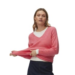 блуза,дамски,пуловери,дамски,плетени,дрехи,vero,moda,crew,lefile,v,neck,sweater,pink,(coral,paradise,melange)