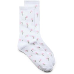 Чорапи Vero moda Mel Detail socks - White (Snow White / Flowers / Prism Pink) чорапи,мъжки,чорапи,дамски,чорапи,vero,moda,mel,detail,socks,white,(snow,white,flowers,prism,pink)
