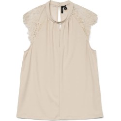 Vero moda Milla Lace shirt - Beige (Pumice Stone) дамски,ризи,мъжки,ризи,vero,moda,milla,lace,shirt,beige,(pumice,stone)