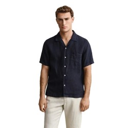 Риза с къс ръкав Gant 3261120 Linen Regular Fit short sleeve shirt - Blue (Evening Blue) риза,с,къс,ръкав,дамски,ризи,мъжки,ризи,gant,3261120,linen,regular,fit,short,sleeve,shirt,blue,(evening,blue)