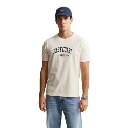 Тениска Gant Spray Graphic short sleeve T-shirt - Beige (Cream) тениска,мъжки,тениски,дамски,тениски,gant,spray,graphic,short,sleeve,t,shirt,beige,(cream)