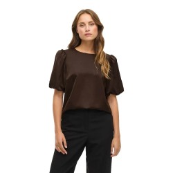тениска,мъжки,тениски,дамски,тениски,vila,ellette,2,4,satin,puff,top,short,sleeve,t,shirt,brown,(coffee,bean)