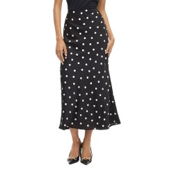 пола,дамски,поли,и,рокли,vila,ellette,high,waist,midi,skirt,black,(black,snow,white,dots)