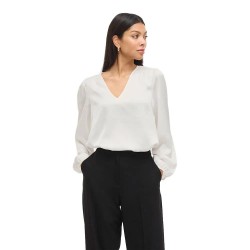 Vila Ellette Smock Satin Top long sleeve blouse - White (Snow White) дамски,блузи,vila,ellette,smock,satin,top,long,sleeve,blouse,white,(snow,white)