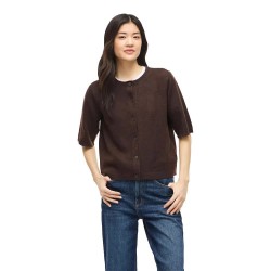 Жилетка Vila Liga O-Neck Knit cardigan - Brown (Coffee Bean / Melange) жилетка,мъжки,пуловери,дамски,пуловери,vila,liga,o,neck,knit,cardigan,brown,(coffee,bean,melange)