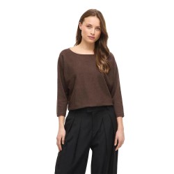 Блуза Vila Malu Boatneck Knit sweater - Brown (Coffee Bean / Melange) блуза,мъжки,пуловери,дамски,пуловери,vila,malu,boatneck,knit,sweater,brown,(coffee,bean,melange)