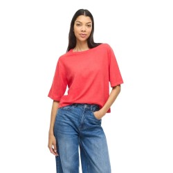 тениска,мъжки,тениски,дамски,тениски,vila,malu,o,neck,knit,short,sleeve,t,shirt,red,(hibiscus,melange)
