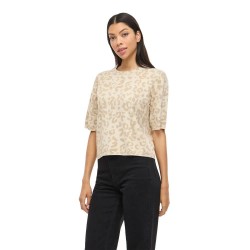 блуза,мъжки,пуловери,дамски,пуловери,vila,mayas,o,neck,knit,noos,short,sleeve,sweater,beige,(super,light,natural,melan,leo,natural,melange)