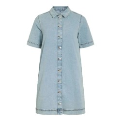 рокля,дамски,поли,и,рокли,vila,nus,denim,short,sleeve,short,dress,blue,(light,blue,denim)