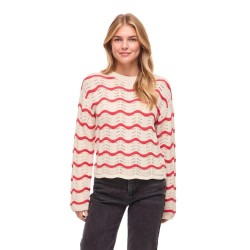 Блуза Vila Wave O-Neck Pointelle Knit sweater - Beige (Birch / Hibiscus) блуза,мъжки,пуловери,дамски,пуловери,vila,wave,o,neck,pointelle,knit,sweater,beige,(birch,hibiscus)