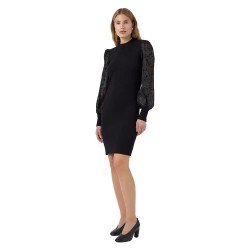 рокля,дамски,поли,и,рокли,yas,dotme,knit,long,sleeve,short,dress,black,(black,flowers)