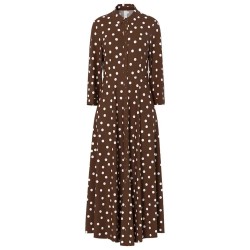рокля,дамски,поли,и,рокли,yas,savanna,long,shirt,3,4,sleeve,long,dress,brown,(pinecone,ecru,dots,print)