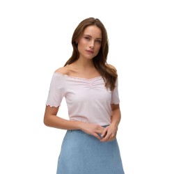 Тениска Vero moda Awamyra Off Shoulder short sleeve T-shirt - Pink (Primrose Pink) тениска,мъжки,тениски,дамски,тениски,vero,moda,awamyra,off,shoulder,short,sleeve,t,shirt,pink,(primrose,pink)