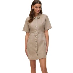 рокля,дамски,поли,и,рокли,vero,moda,daisy,2,4,denim,short,sleeve,short,dress,beige,(silver,mink,washed)