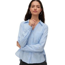 Риза с дълъг ръкав Vero moda Thilde long sleeve shirt - Blue (Allure / Snow White) риза,с,дълъг,ръкав,дамски,ризи,vero,moda,thilde,long,sleeve,shirt,blue,(allure,snow,white)