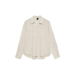 Риза с дълъг ръкав Vero moda Thilde long sleeve shirt - Beige (Silver Lining / Snow White) риза,с,дълъг,ръкав,дамски,ризи,vero,moda,thilde,long,sleeve,shirt,beige,(silver,lining,snow,white)