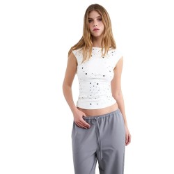 Тениска Balmohk 30000625 Mirror Details short sleeve T-shirt - White (White) тениска,мъжки,тениски,дамски,тениски,balmohk,30000625,mirror,details,short,sleeve,t,shirt,white,(white)