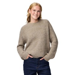 блуза,дамски,пуловери,дамски,плетени,дрехи,pieces,cleo,o,neck,chunky,knit,sweater,beige,(greige,melange)