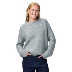 блуза,дамски,пуловери,дамски,плетени,дрехи,pieces,cleo,o,neck,chunky,knit,sweater,grey,(medium,grey,melange)